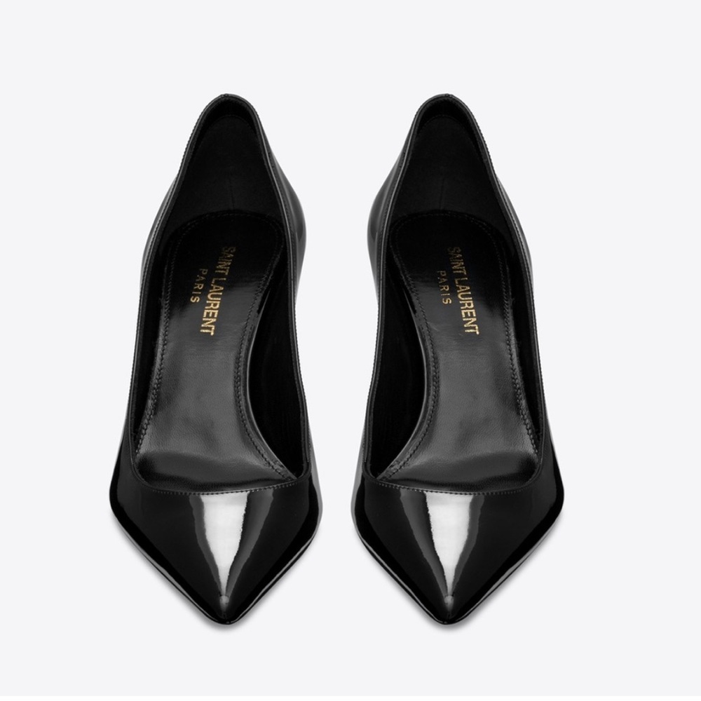 Saint Laurent (YSL) - Charlotte Kitten Heels in Patent Black (Size EU39)